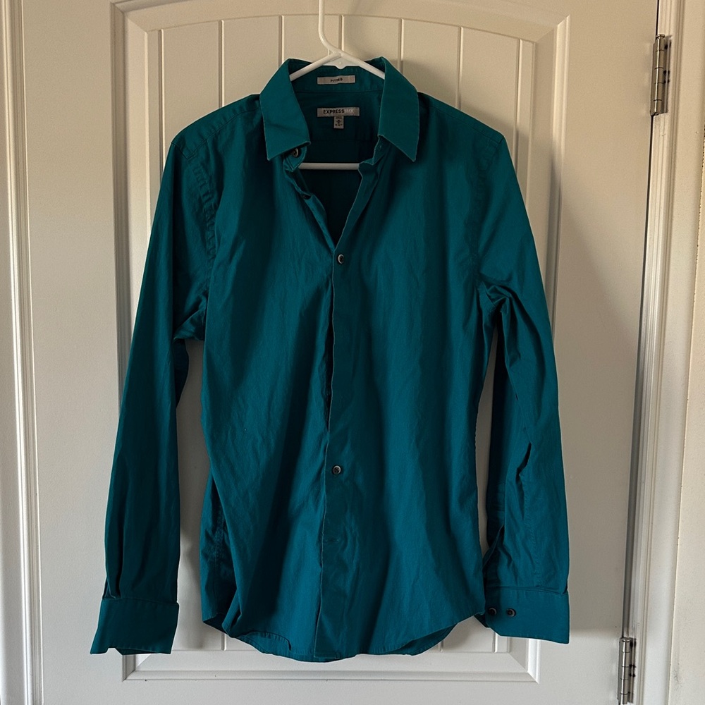 Express IMX Teal Fitted Shirt